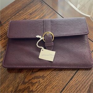 NWT Universal Thread Deep Purple Clutch with Gold Hardware